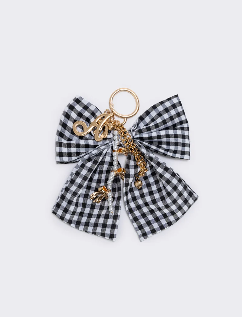 Portachiavi Vichy con iniziale personalizzata - var 1