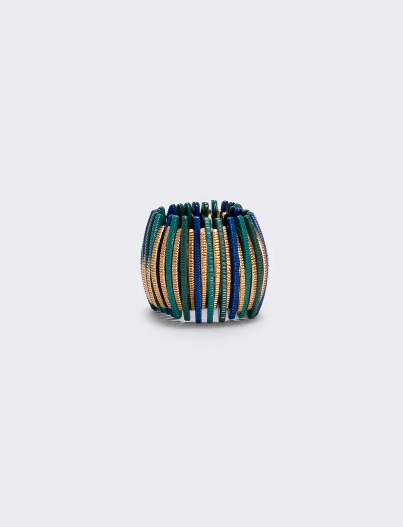 Anello elastico con barrette colorate - Turchese