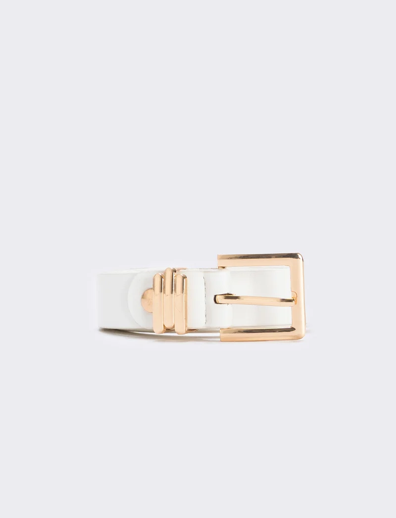 Cintura metallo 3 passanti 2,5 cm - Bianco