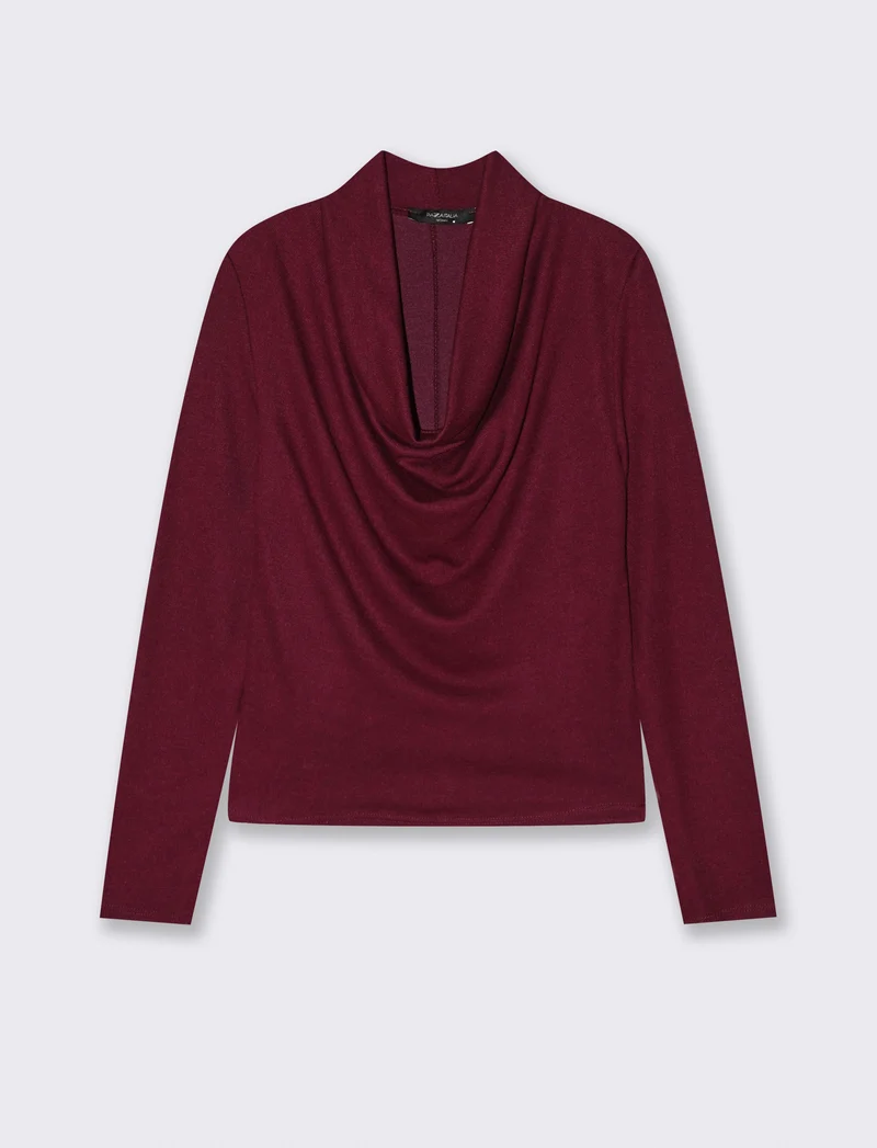 Maglia in tessuto morbido con scollo drappeggiato - Bordeaux