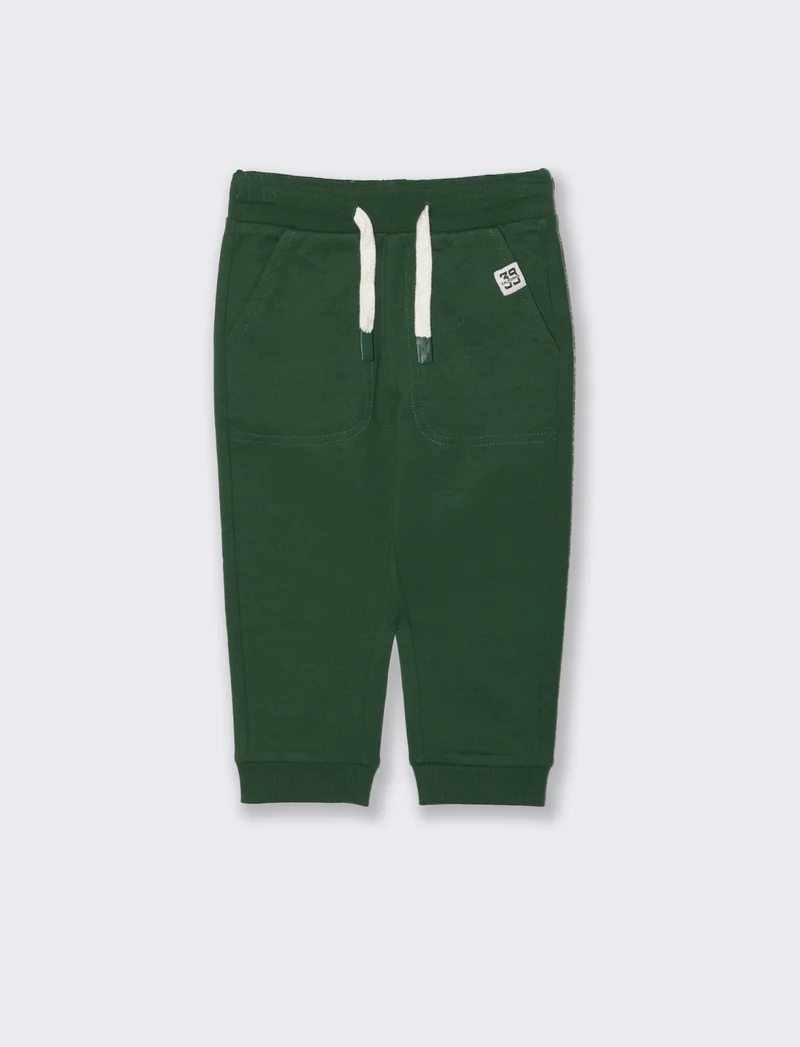 Jogger basici con etichetta sportiva - Verde abete
