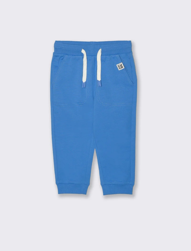 Jogger basici con etichetta sportiva - Blu oceano