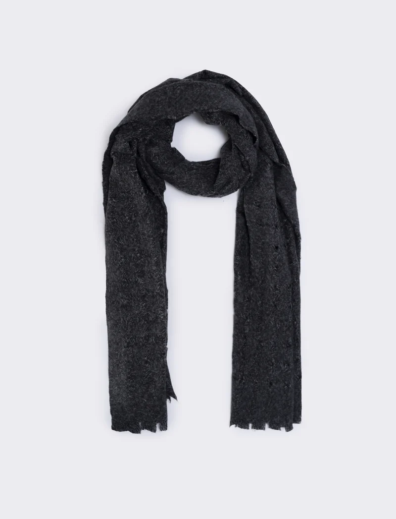 Sciarpa intrecciata bicolor donna - Nero