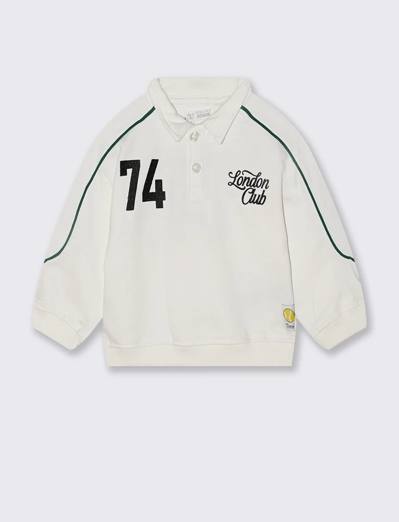 Felpa in cotone con ricami cool - Bianco latte