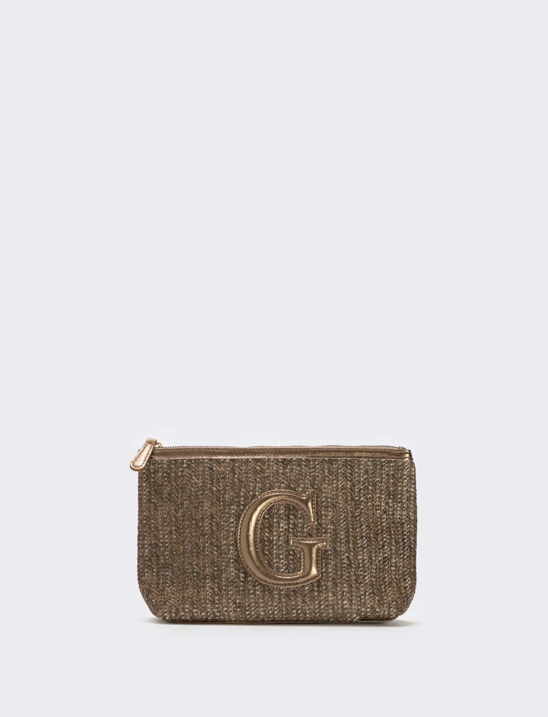 Pochette effetto paglia con lettera - Var 4