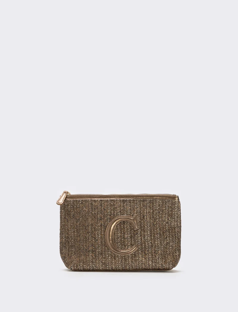 Pochette effetto paglia con lettera - var 2