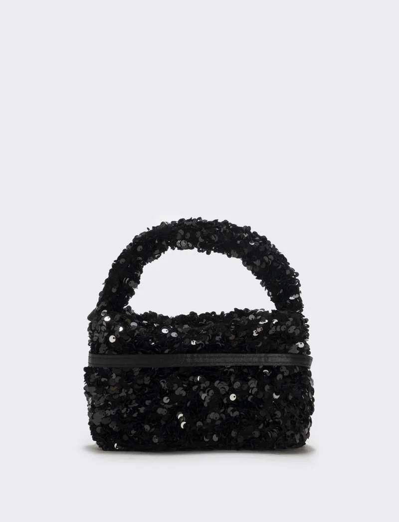 Borsetta bambina con paillettes brillanti - Nero