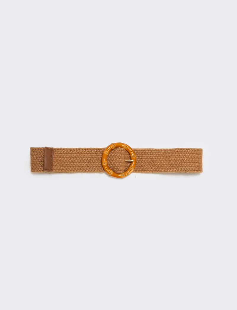 Cintura elastica effetto paglia - Marrone