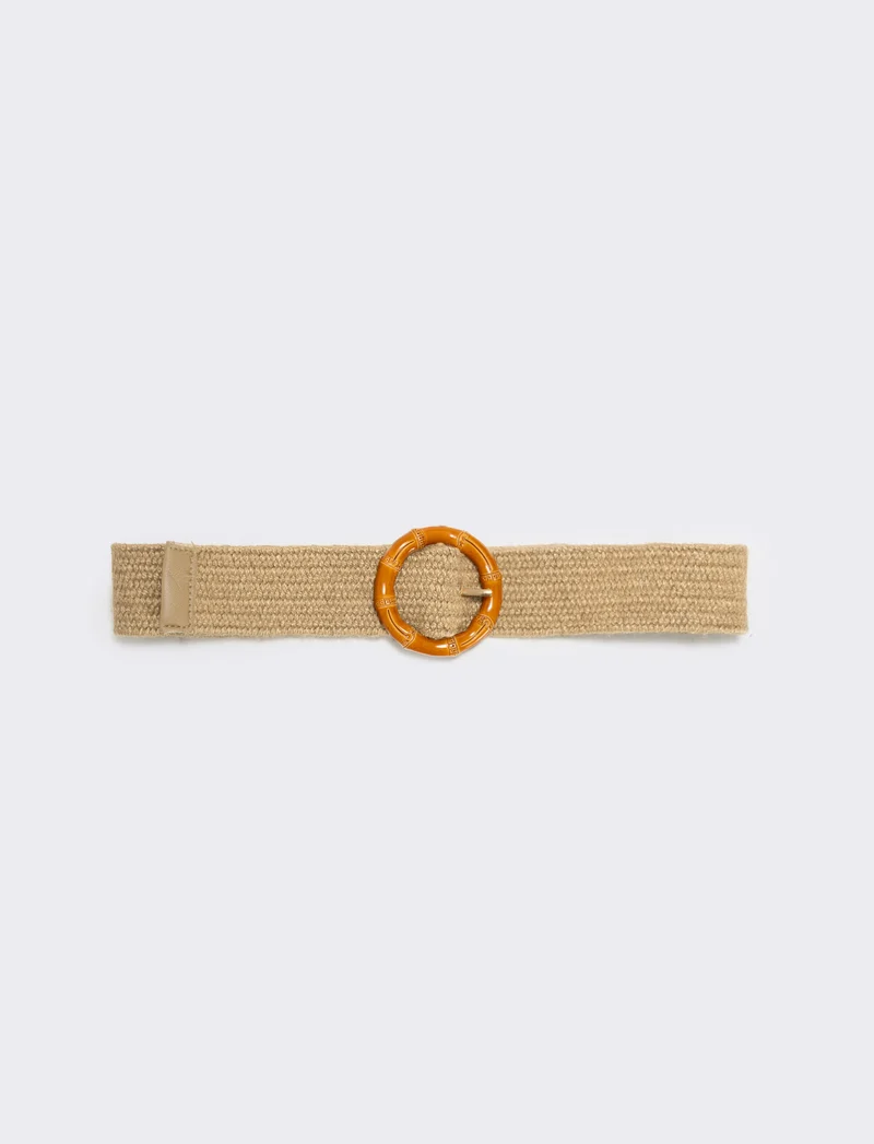 Cintura elastica effetto paglia - Beige
