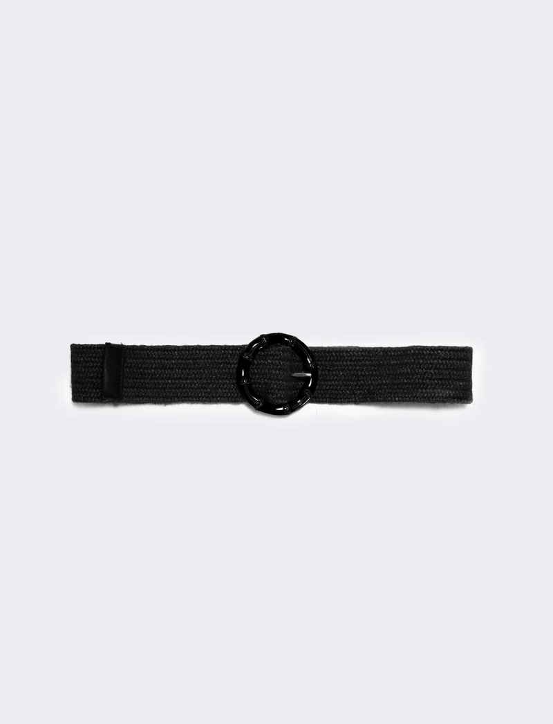 Cintura elastica effetto paglia - Nero