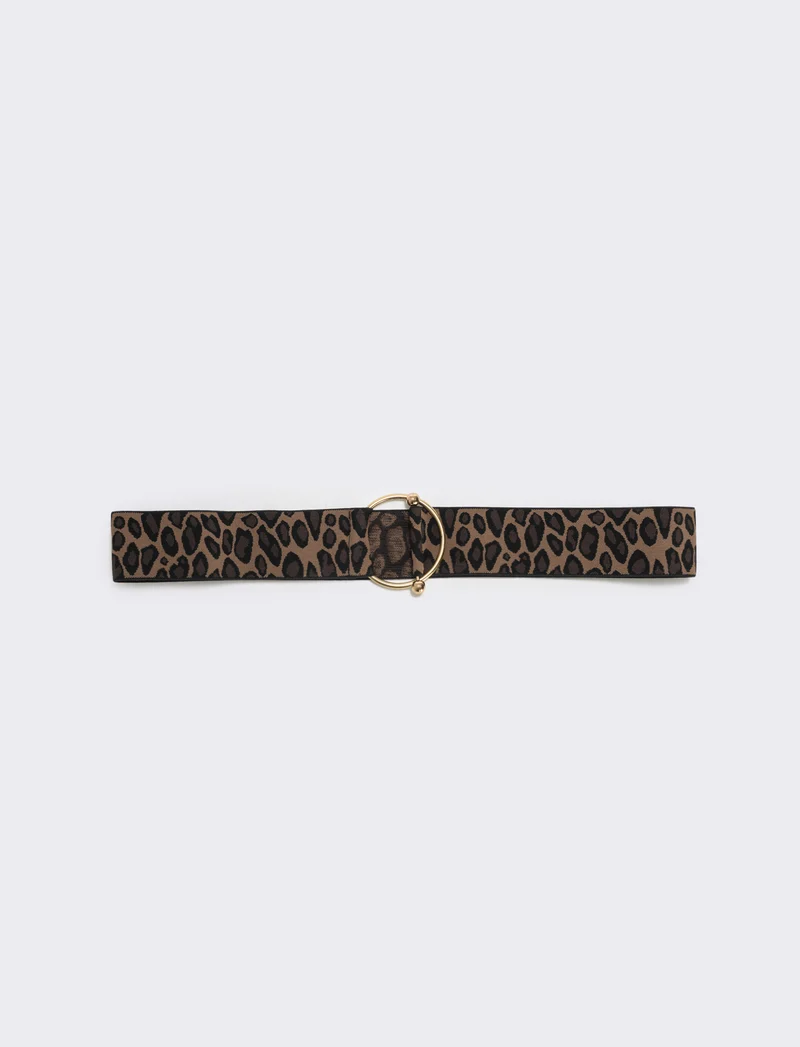 Cintura elastica fibbia rotonda - Leopardato