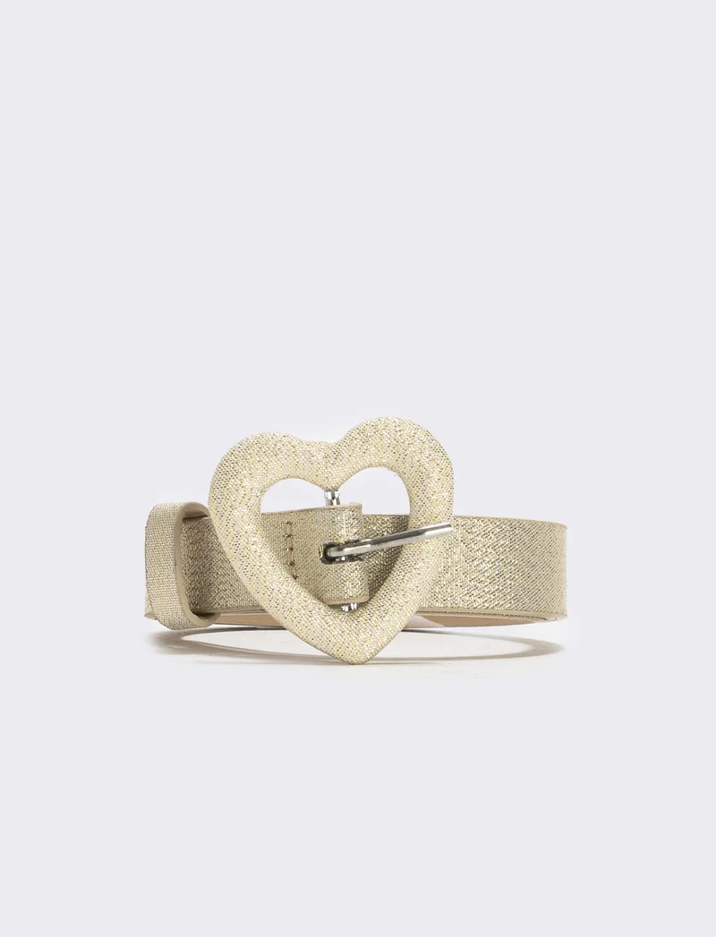 Cintura lurex con fibbia a cuore - Oro