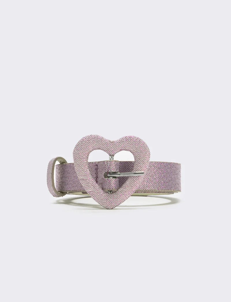 Cintura lurex con fibbia a cuore - Rosa
