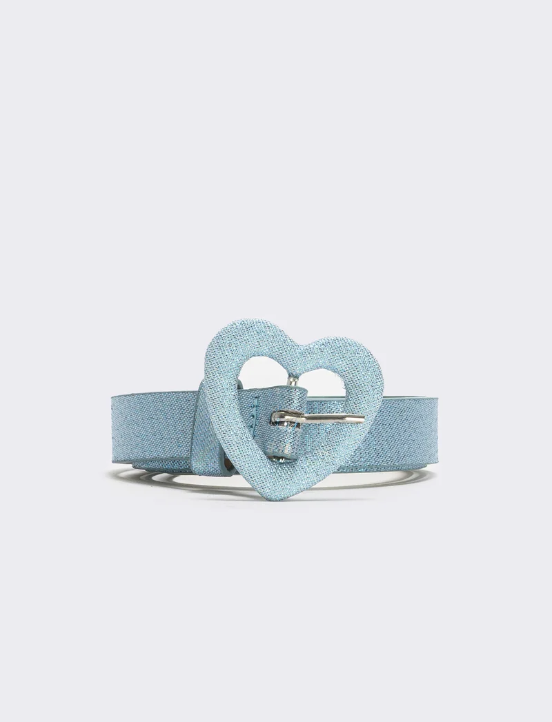 Cintura lurex con fibbia a cuore - Denim