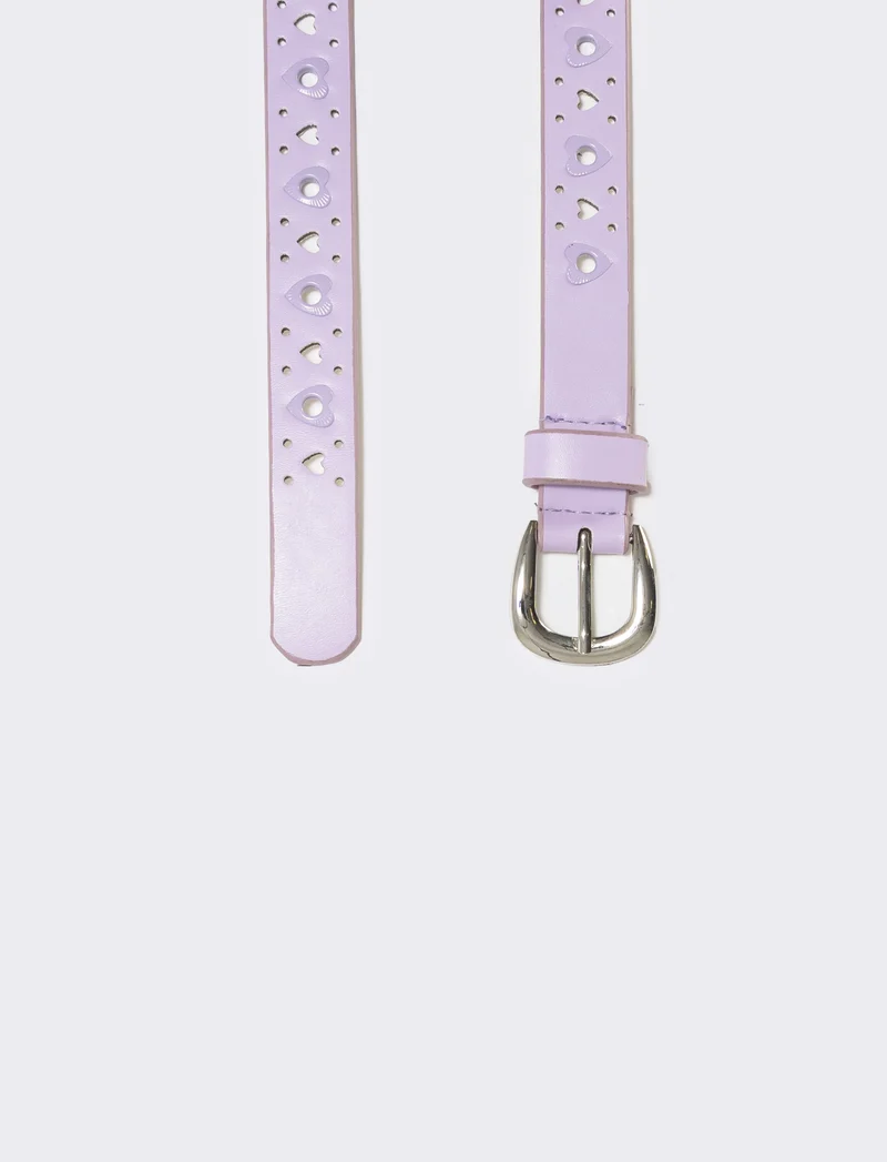 Cintura asole con cuoricini decorativi - Lilla