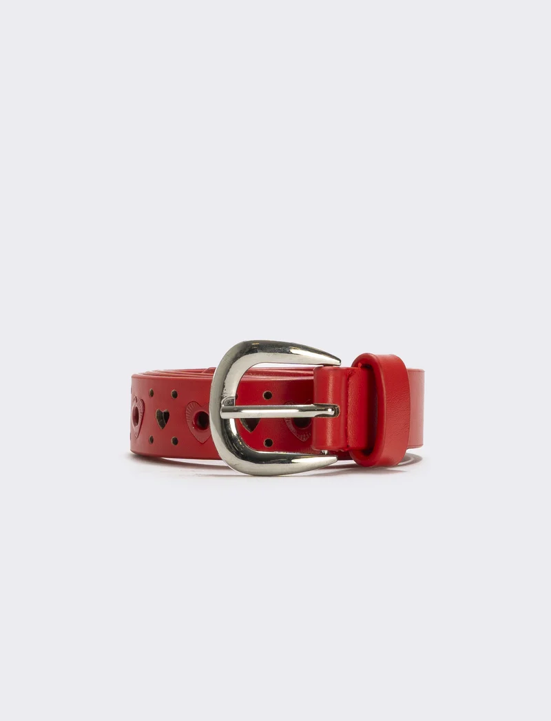 Cintura asole con cuoricini decorativi - Rosso