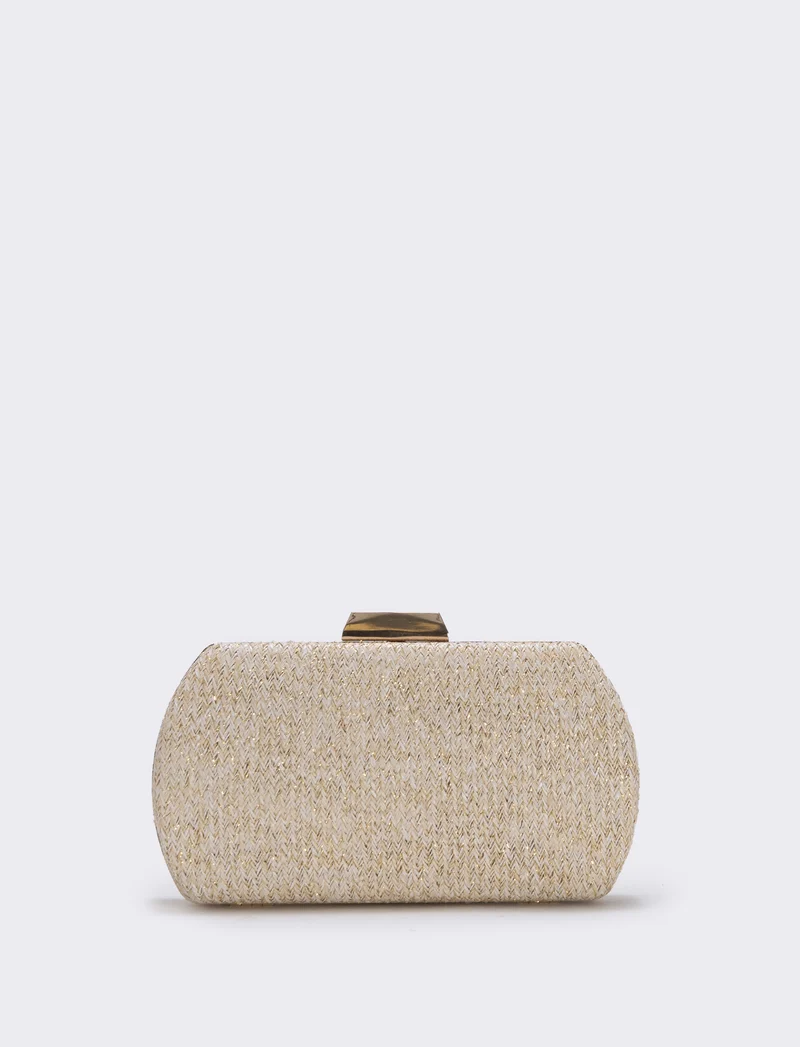 Borsetta rigida in paglia e lurex - Bianco natural