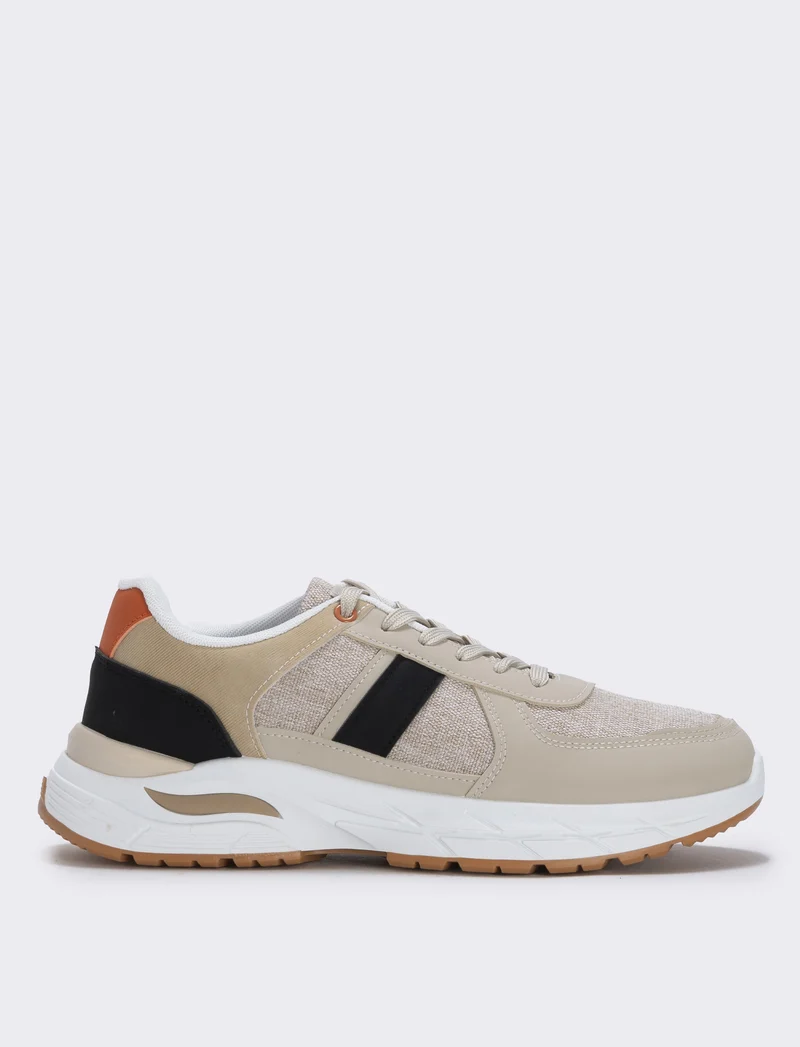 Sneakers retrò beige con dettagli a contrasto - Cammello
