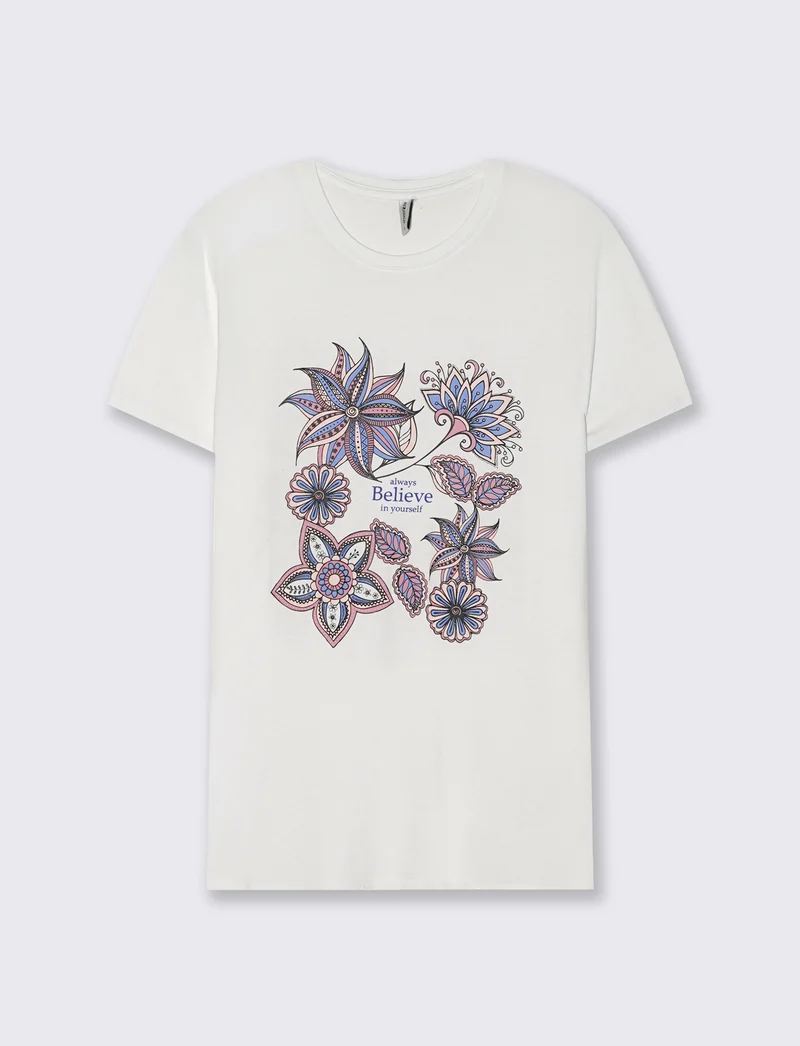 T-Shirt Manica Corta Girocollo con Stampa - var 2