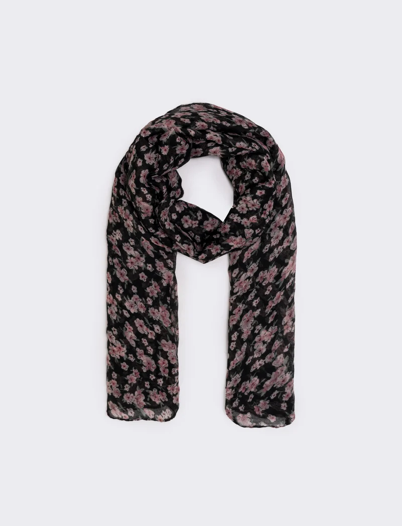 Foulard basic con stampa floreale - Nero