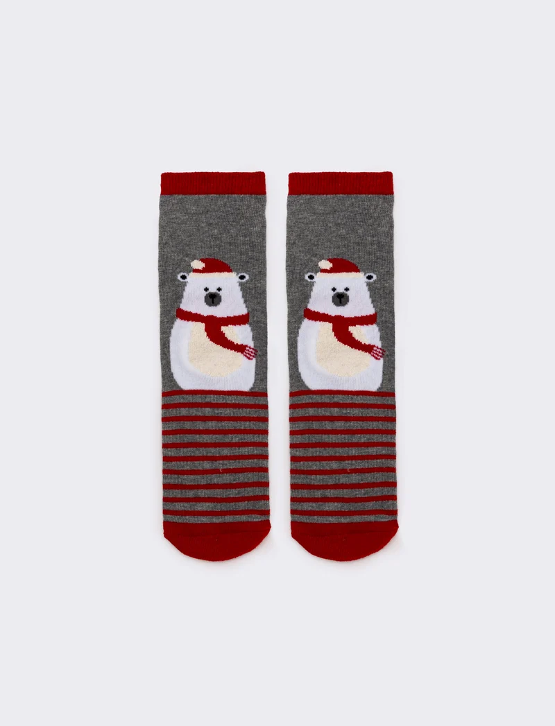 Calzino bambino antiscivolo vari soggetti natale - Grigio