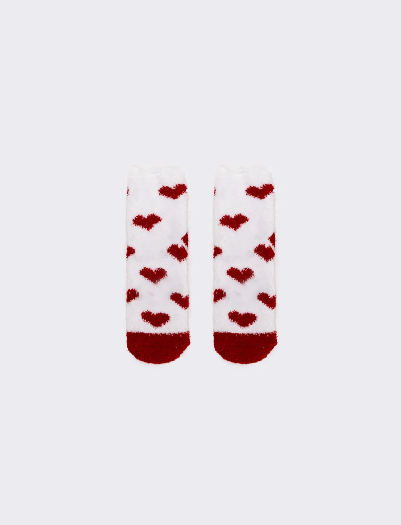 Calzino donna antiscivolo cuori - Rosso