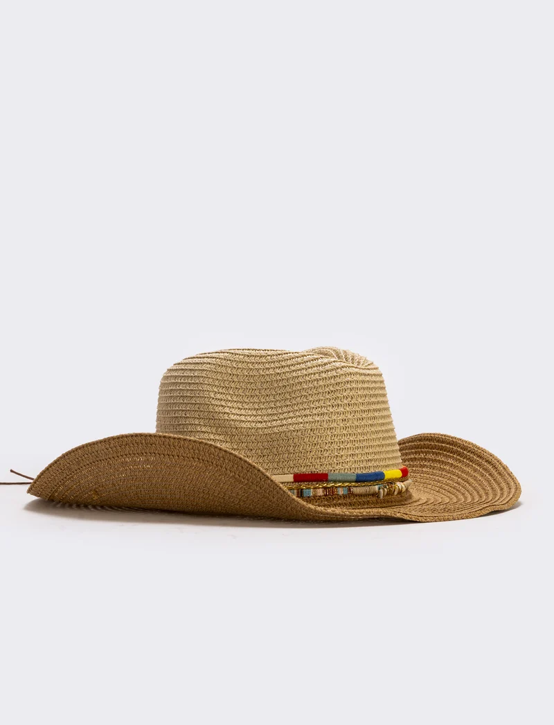 Cappello cowboy con cordoncino multiuso - Beige
