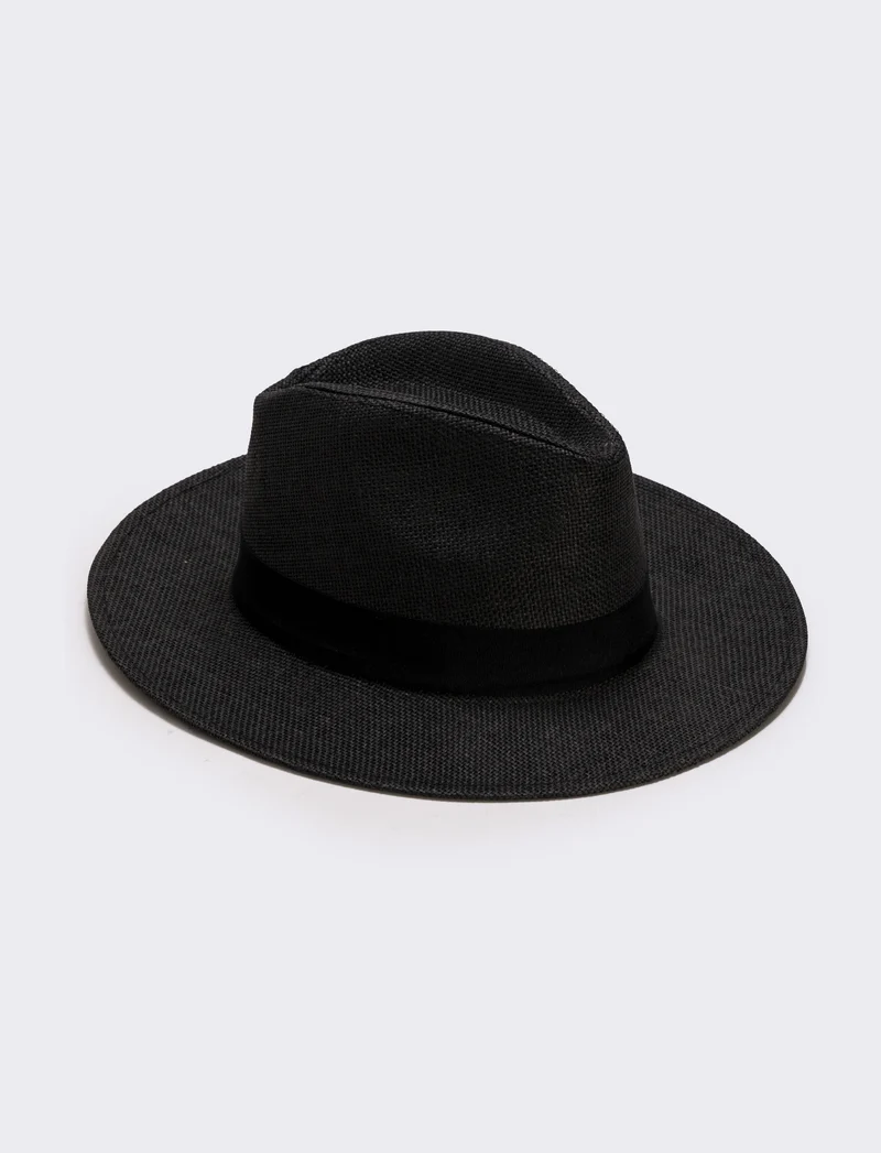 Cappello Panama Uomo con Banda Nera - Nero