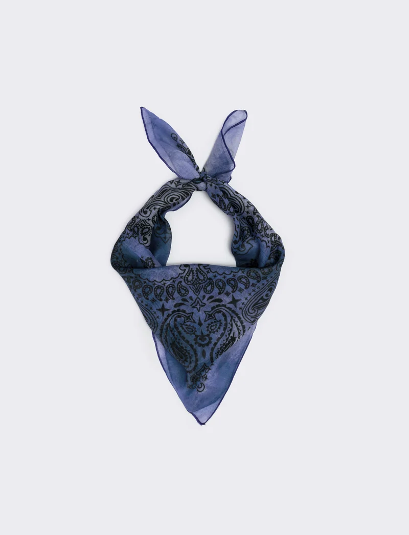 Foulard quadrato tie die paisley - Blu navy