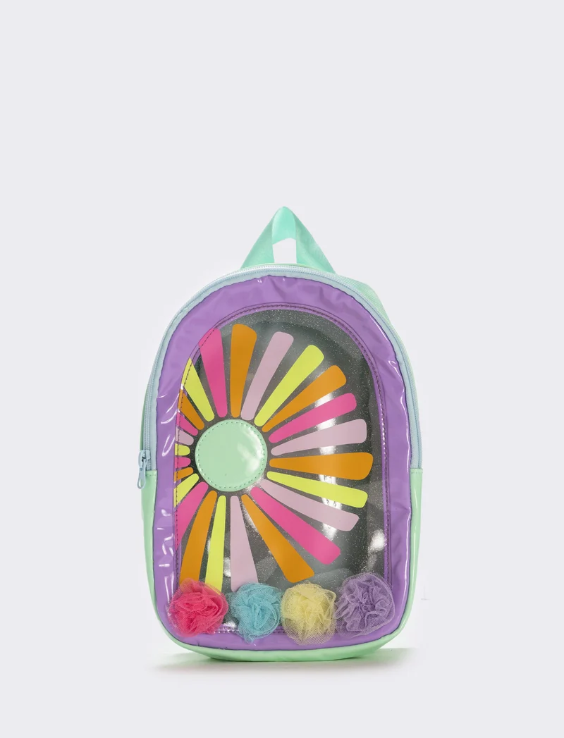 Zainetto trasparente con pon pon in tulle - Lilla