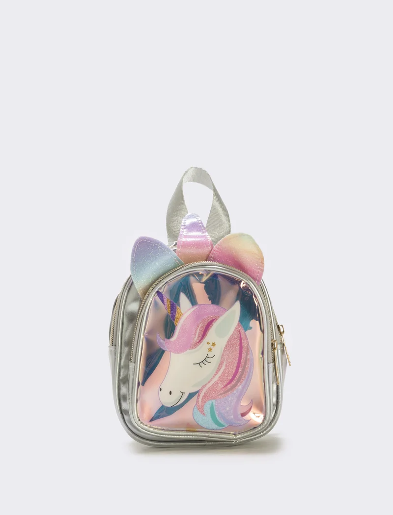 Zainetto unicorno con orecchie glitter - Argento