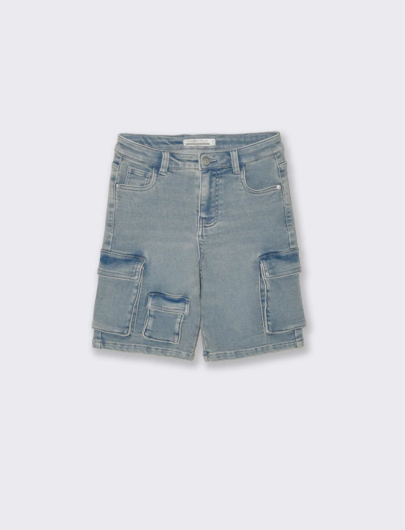 Bermuda effetto denim in misto cotone - Denim