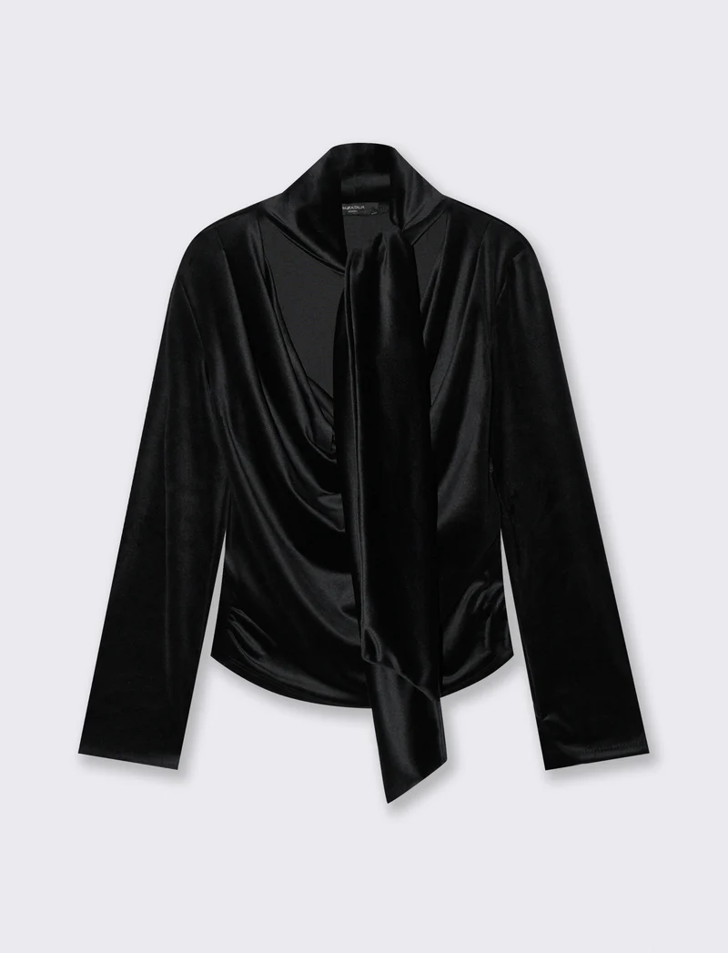 Tshirt manica lunga in ciniglia - Nero