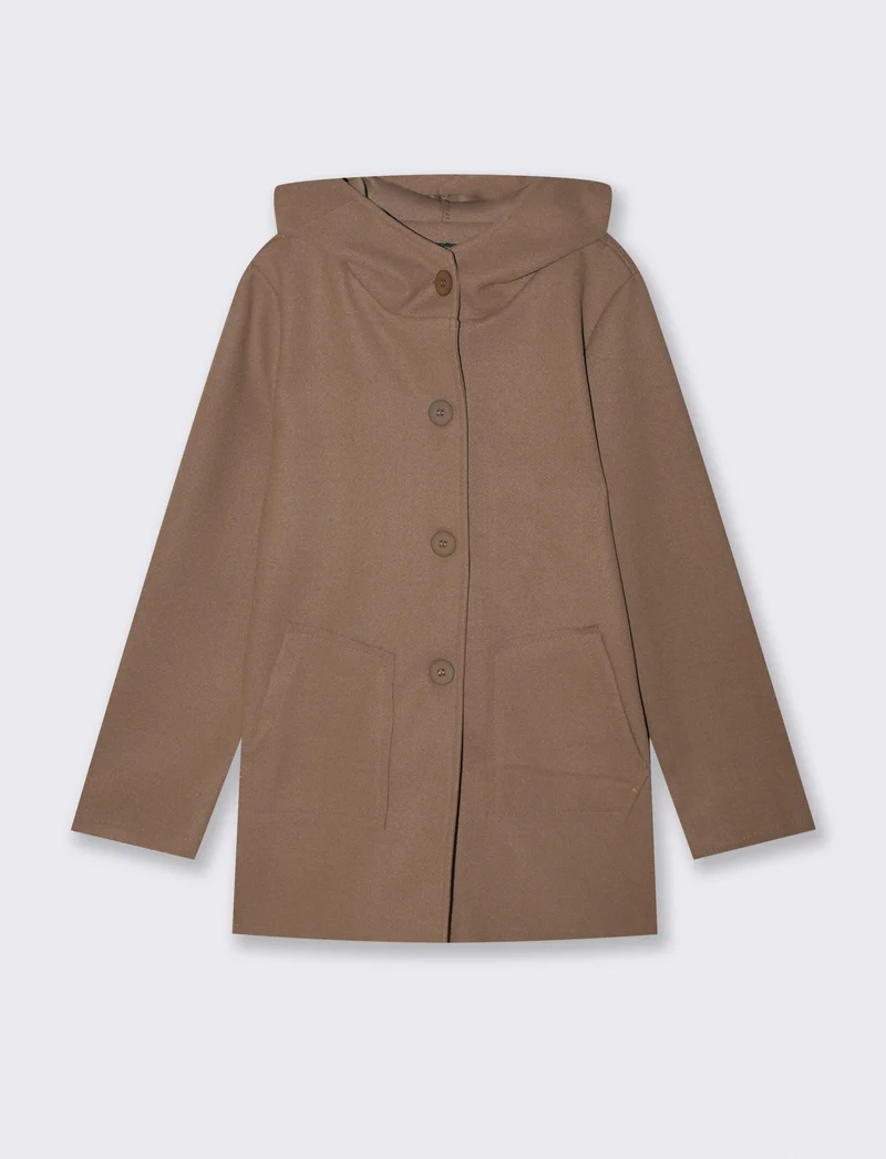 Cappotto con cappuccio - Grigio fango