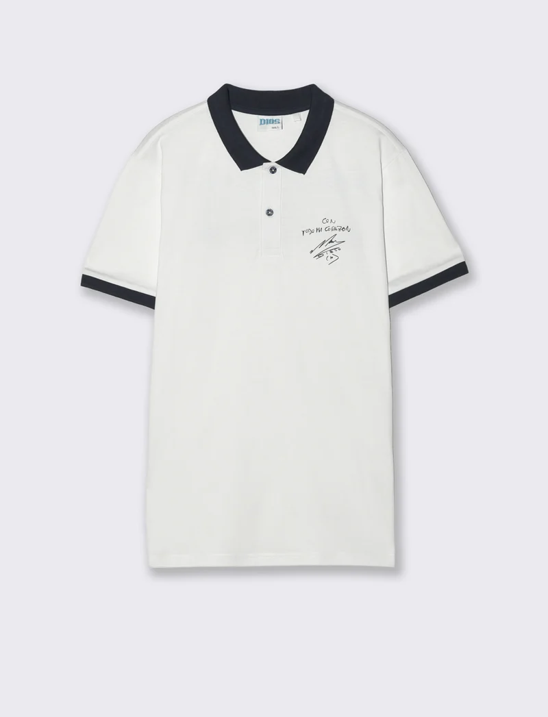 Polo in Jersey D10S con Stampa - Bianco