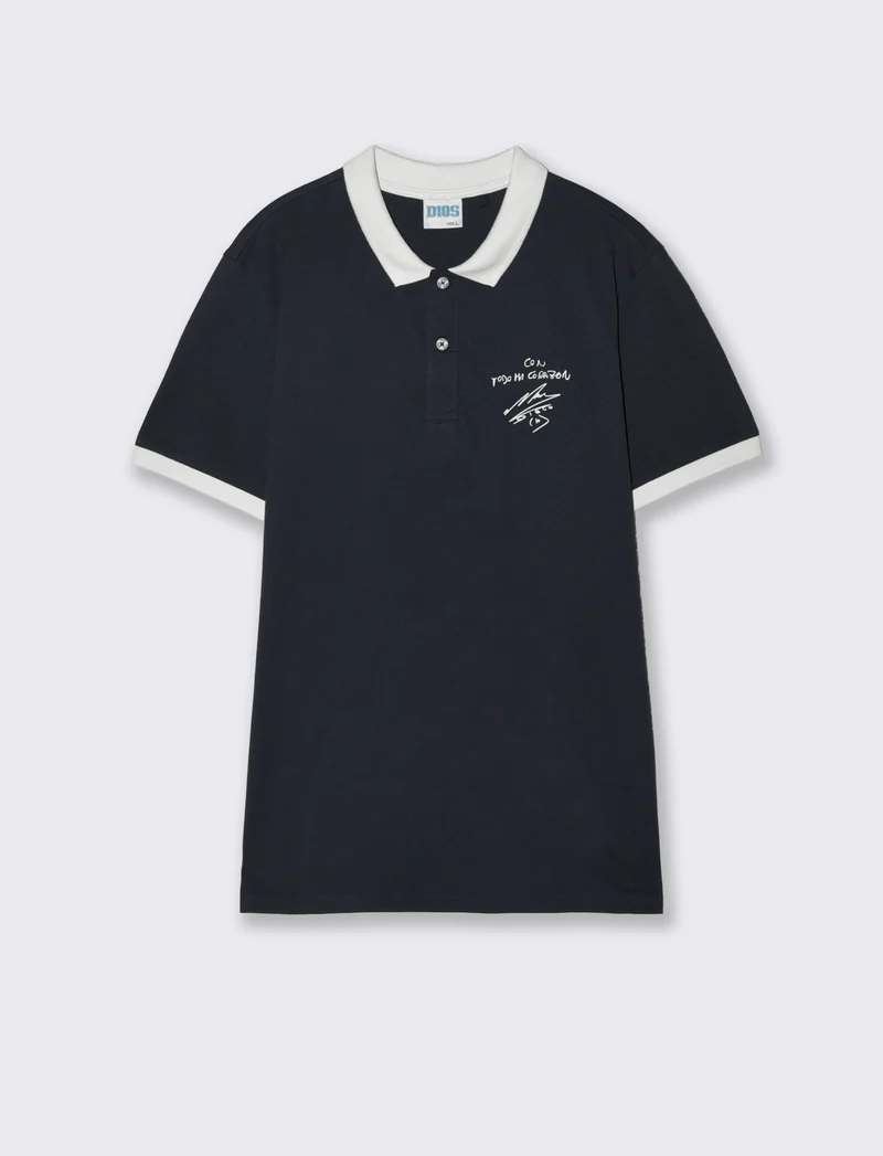 Polo in Jersey D10S con Stampa - Blu
