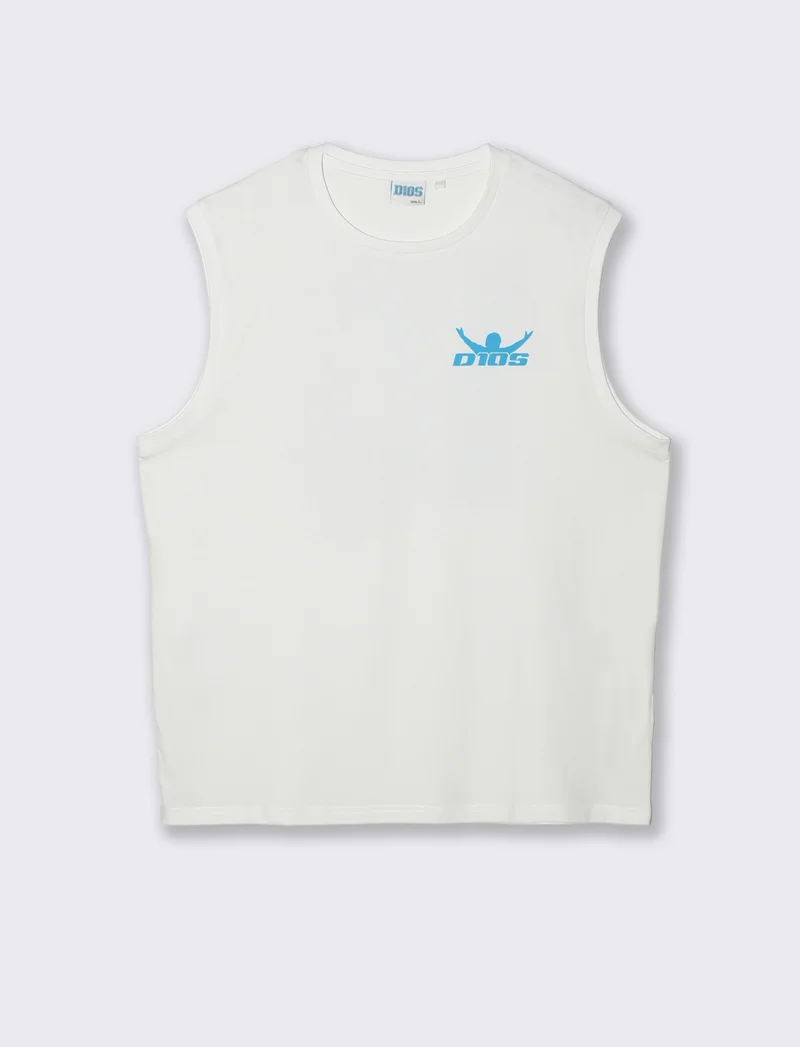 T-shirt senza maniche con stampa D10S - Bianco