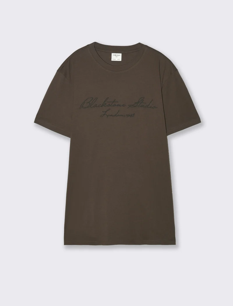 T-shirt girocollo con stampa 3D effetto - Moro