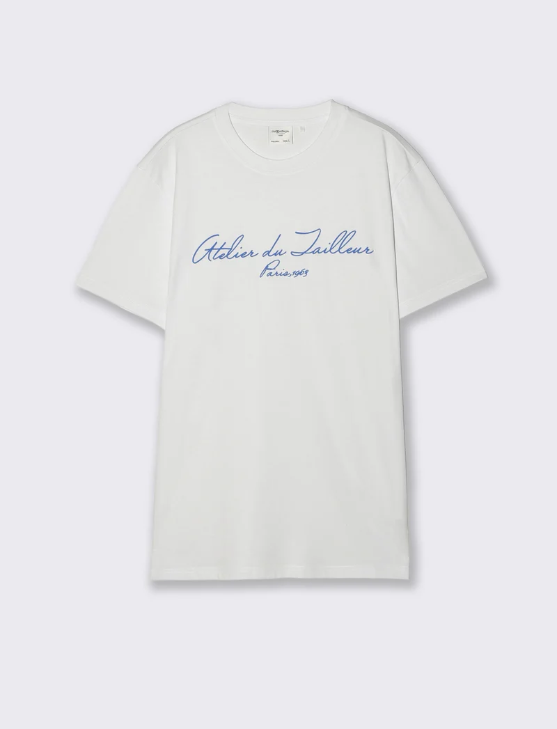 T-shirt girocollo con stampa 3D effetto - Bianco