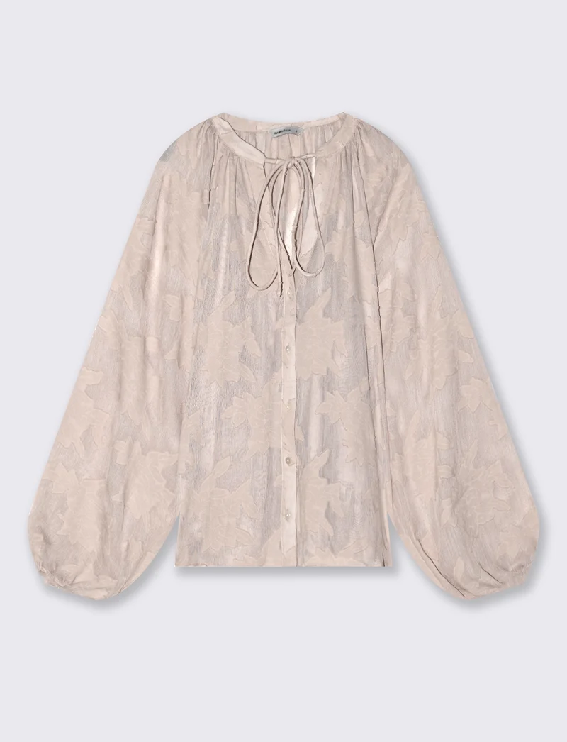 Blusa Manica Lunga con Bottoni Madreperla - Avorio