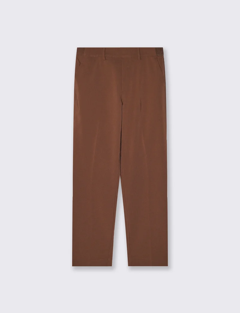 Pantalone con Elastico e Tasche - Marrone