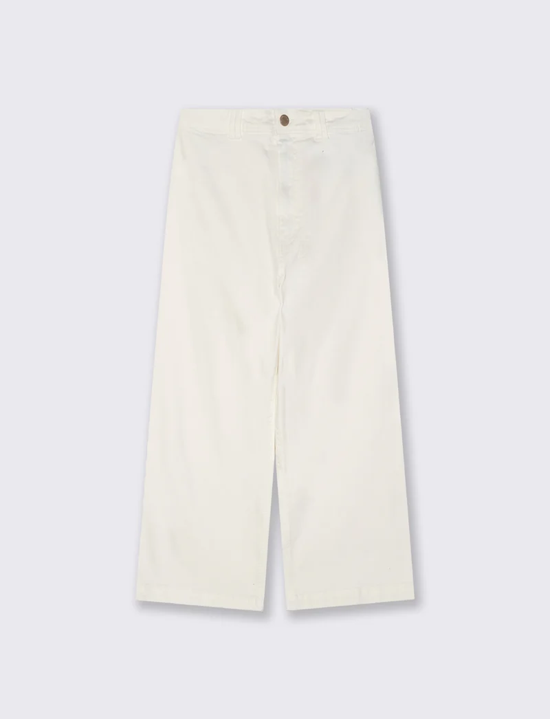 Jeans Gamba Larga Crop - Bianco