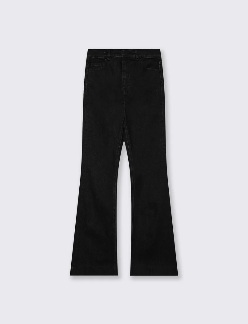 Jeans a Zampa Vita Alta con Tasche - Nero