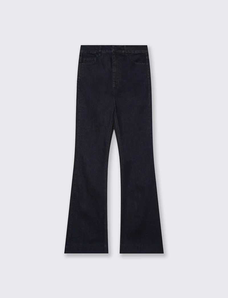 Jeans a Zampa Vita Alta con Tasche - Denim