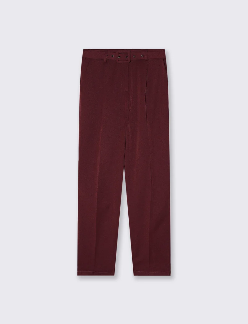 Pantalone a zampa con cintura - Bordeaux