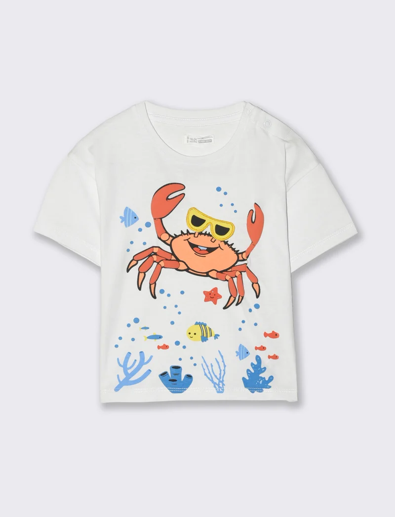 Maglietta granchio con stampa trendy - Bianco