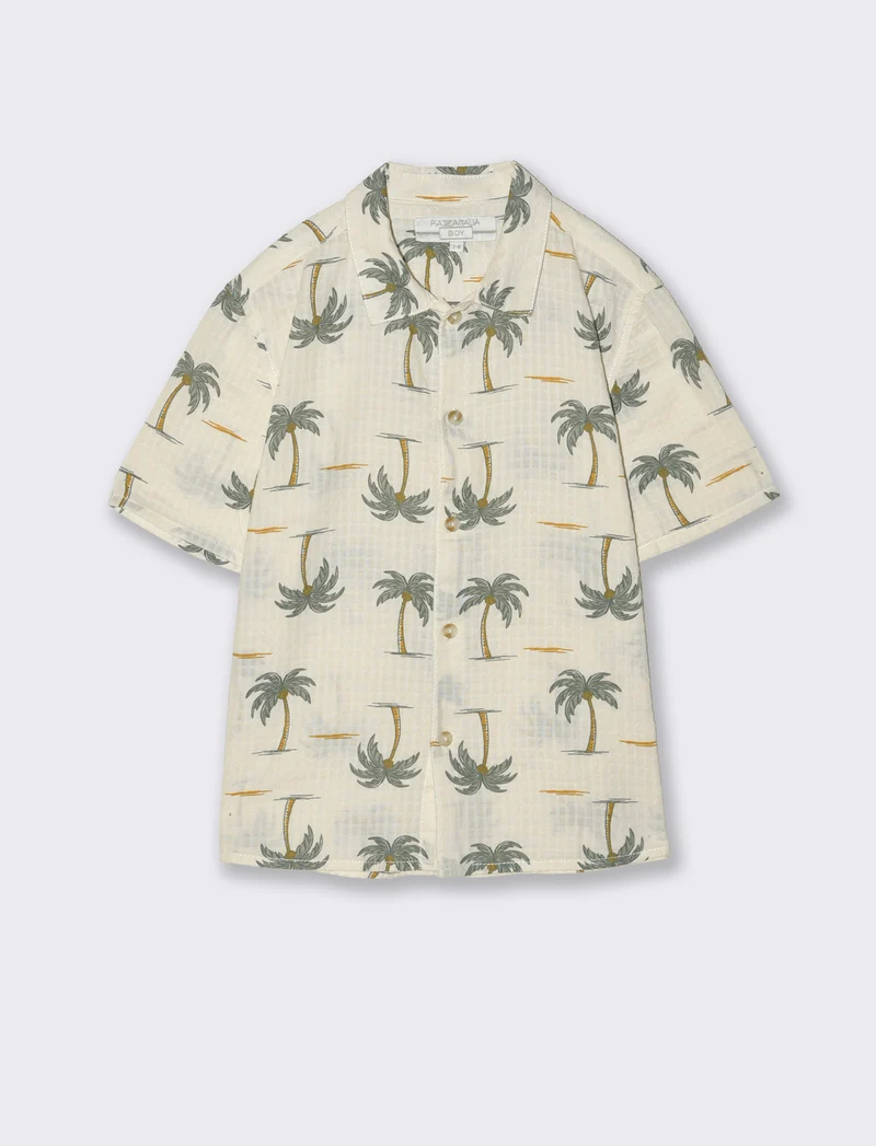 Camicia stampata maniche corte in cotone - Fantasia