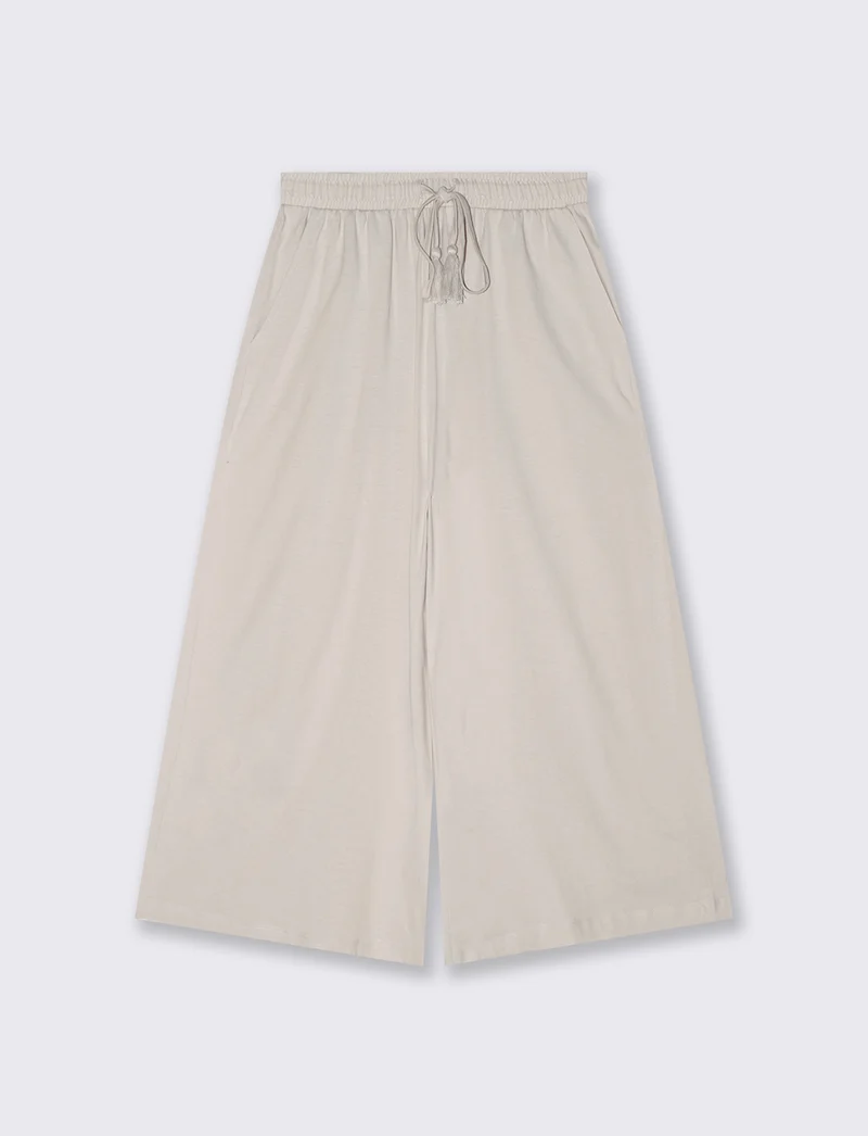Pantalone Coulotte con Elastico e Coulisse - Sabbia