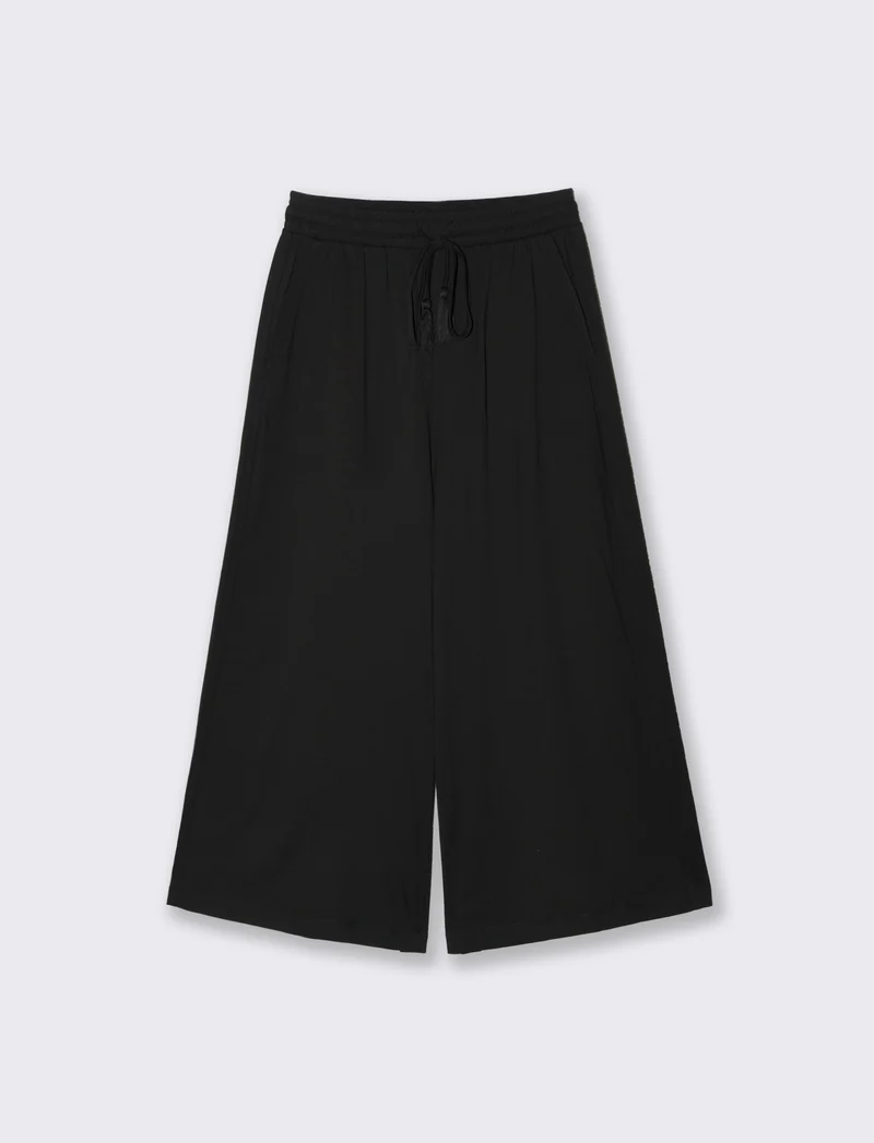 Pantalone Coulotte con Elastico e Coulisse - Nero