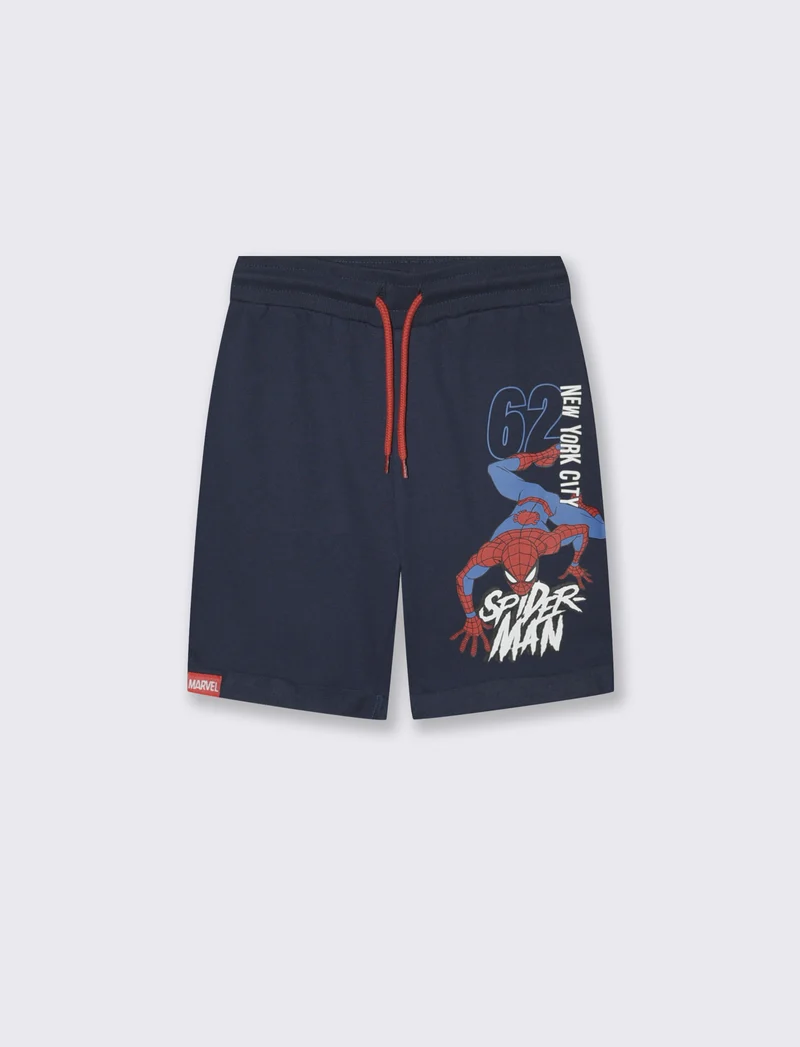 Bermuda in cotone con stampa personaggi - Blu
